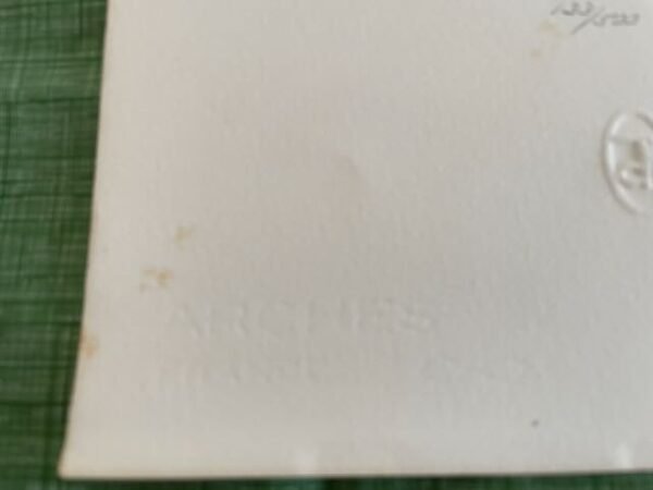 Detailed view of lower-left watermark and signature area