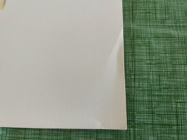 Right edge of Picasso lithograph with noticeable crease and corner lift