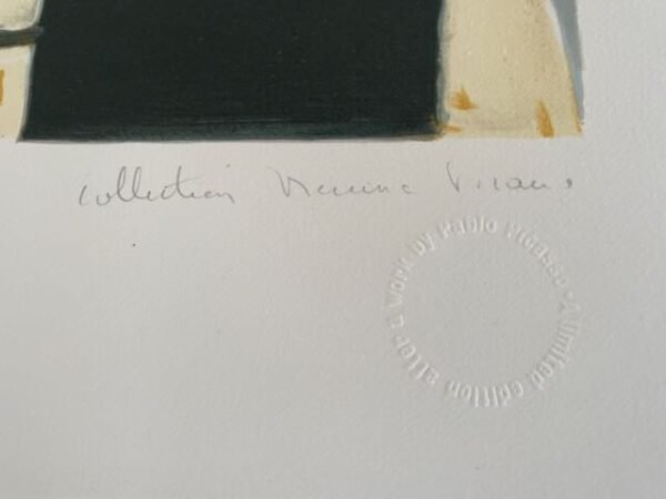 Signature and embossed seal from Marina Picasso Estate on lithograph
