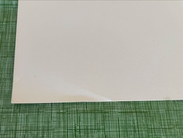 Lower left edge of Picasso lithograph showing paper wave and glare
