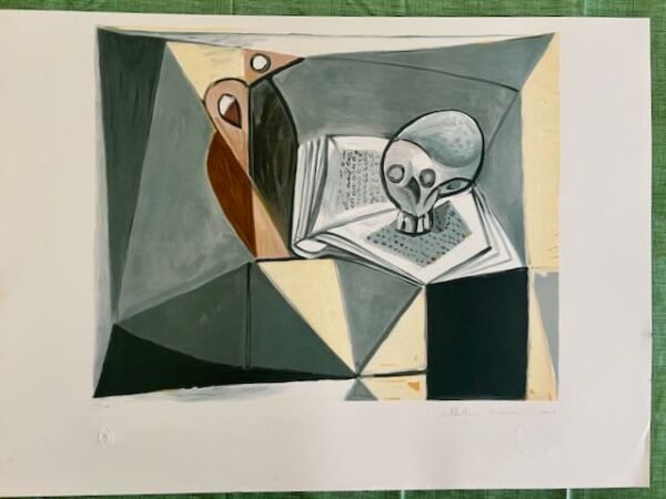 Full view of Picasso Skull and Book lithograph – Marina Estate Collection